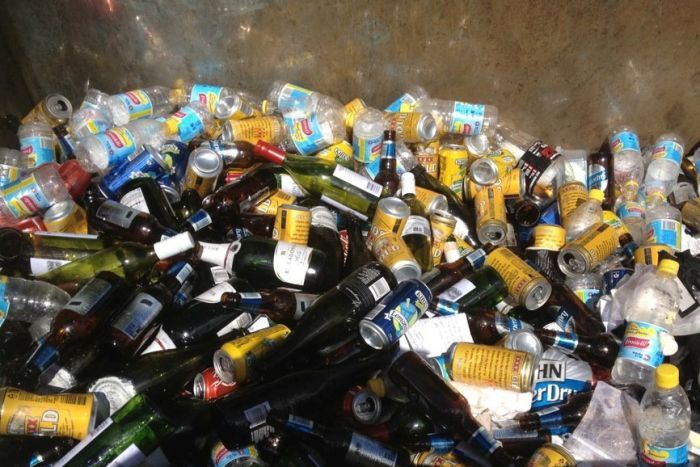 Bottles and cans for recycling