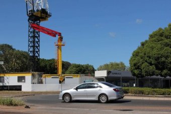 a construction site and crane