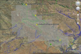 The location of national parks and conservation parks in a petroleum exploration lease.